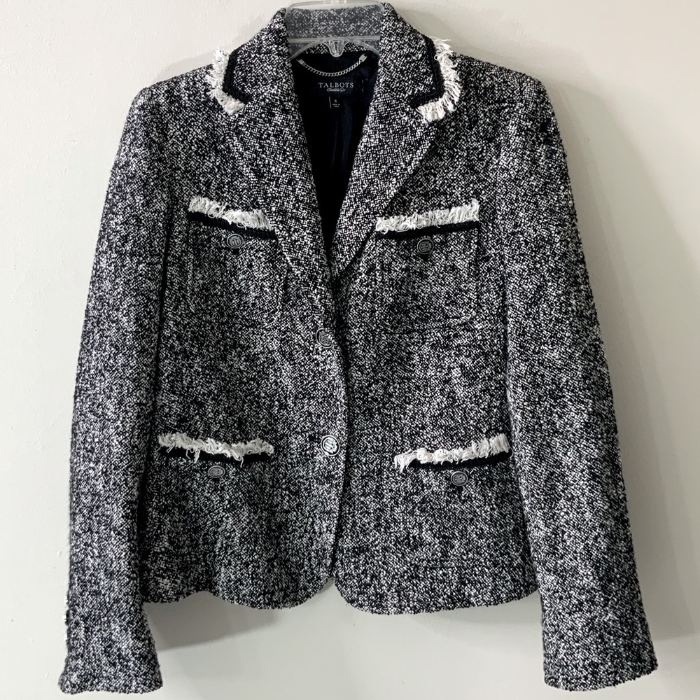 Talbots "T" Engraved Button Tweed Jacket
